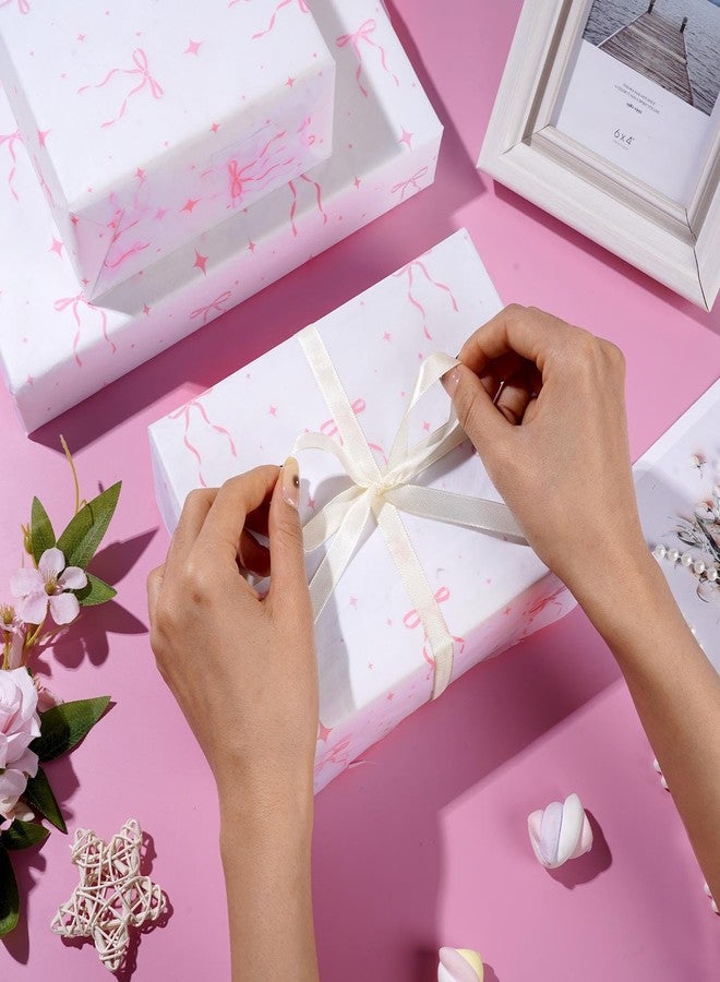 Pineraap 100 Sheets Pink Bow Tissue Paper, Cute Bowknot Printed Gift Wrap Decorative Tissue Paper for Coquette Party Birthday Bachelorette Wedding Bridal Shower DIY Crafts, 14 x 20 Inch - Image 4